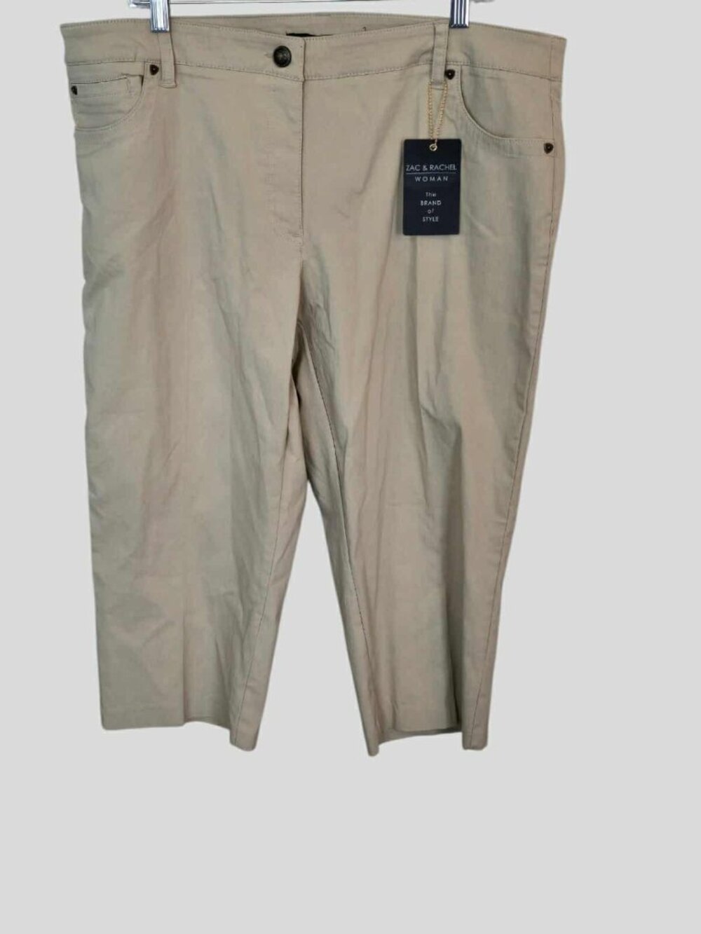 ZAC & Rachel  Khaki Crop Ankle  Pants Stretch Casual Womens PLus 18W  NEW